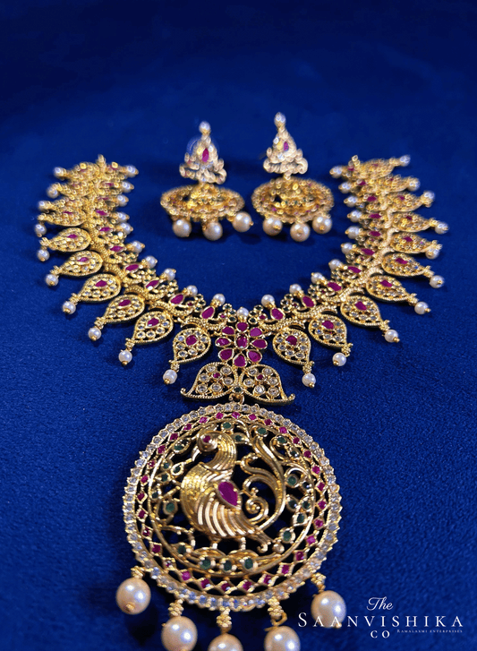 Micro Gold Peacock Designer Necklace