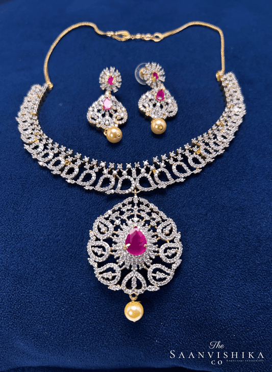 Grand Pendant Pearl Diamond Necklace Ruby