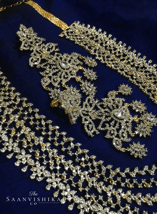 Multi Layer Grand Diamond Necklace with Earrings