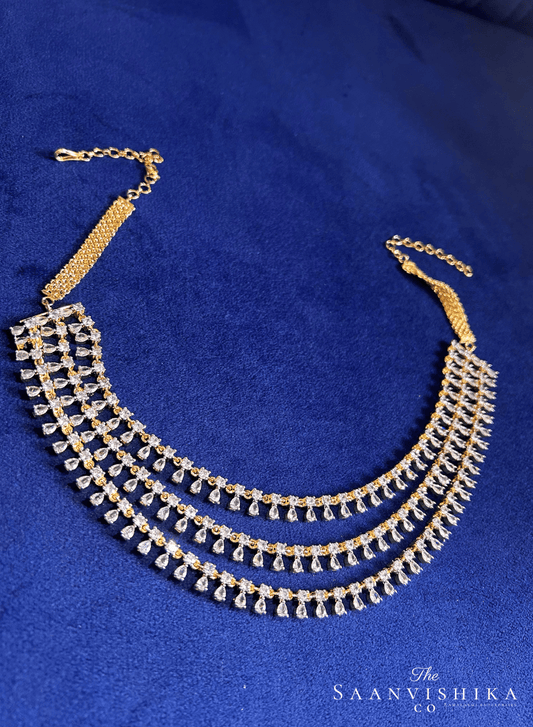 3 Layer American Diamond Short Necklace