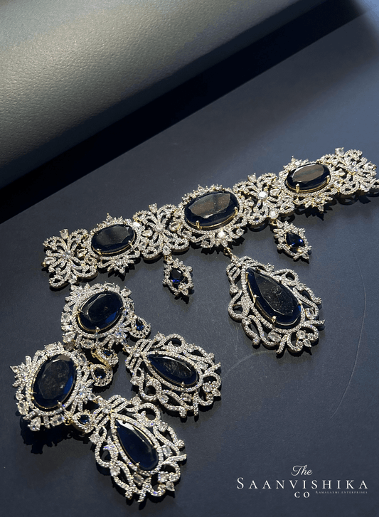 Grand Gemstone Diamond Choker with Earrings Purple