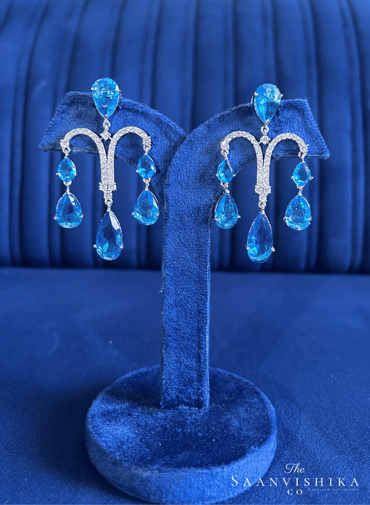 Sky Blue Gemstone Diamond Earrings