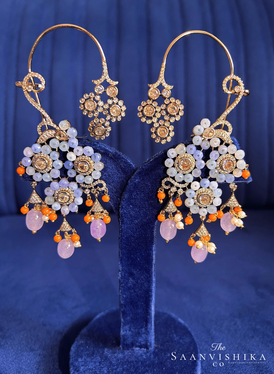 Grand Earcuffs with Natural Beads Purple