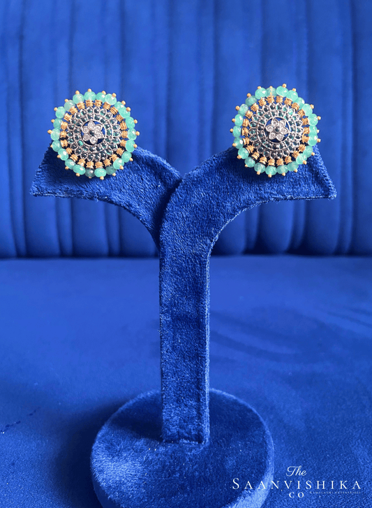 Green Beads Stud Earrings