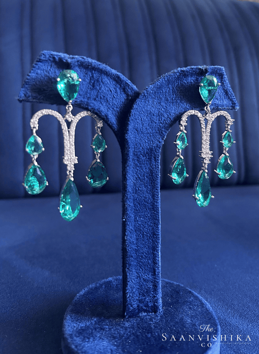Seagreen Gemstone Diamond Earrings