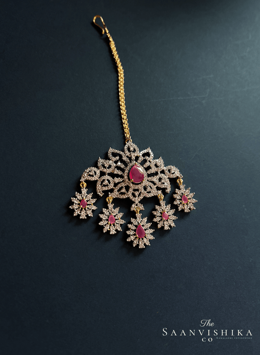 Ruby Red Diamond Flower Tikka