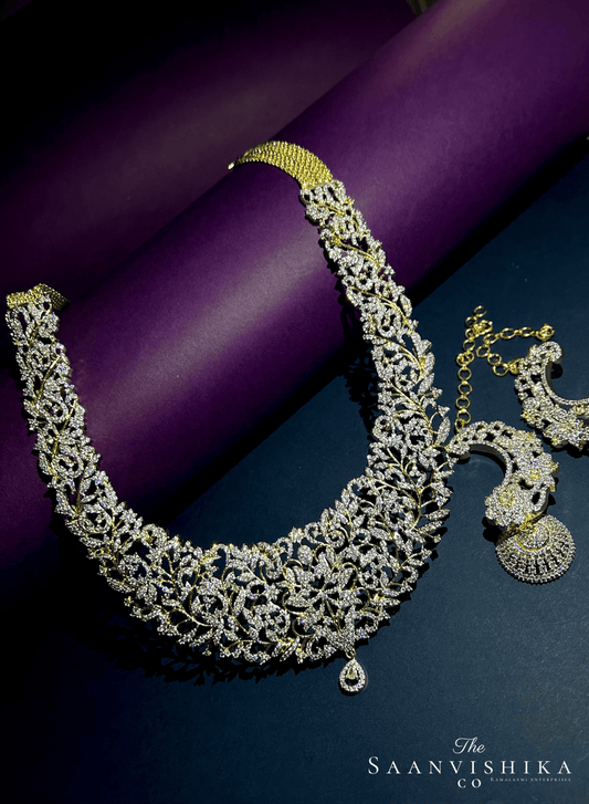 Platinum Diamond Haram with Earrings