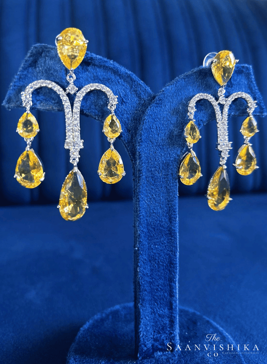 Yellow Gemstone Diamond Earrings