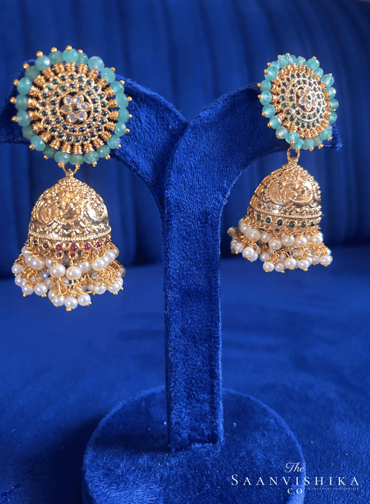 Grand Designer Pearls Jhumka Earrings Gold