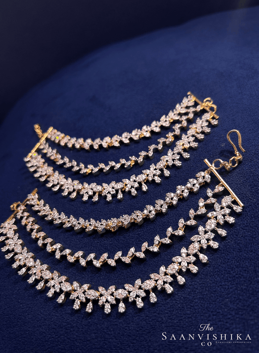 3 Line Floral Bridal Diamond Replica Earchain