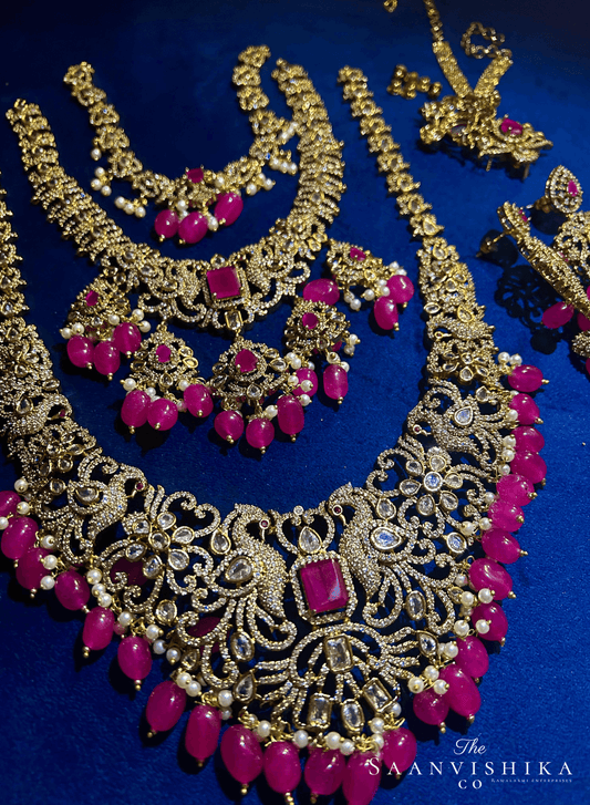 Bridal grand detachable 10-1 Peacock Jewellery Set