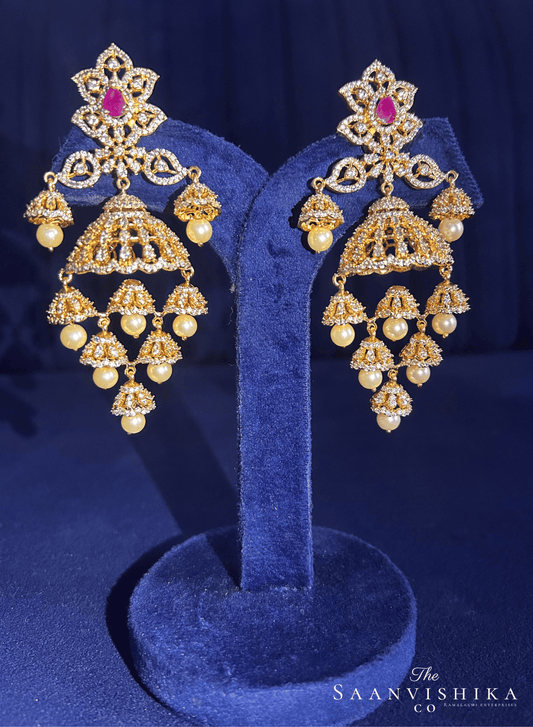 Bridal Pearl Jhumka (Red)