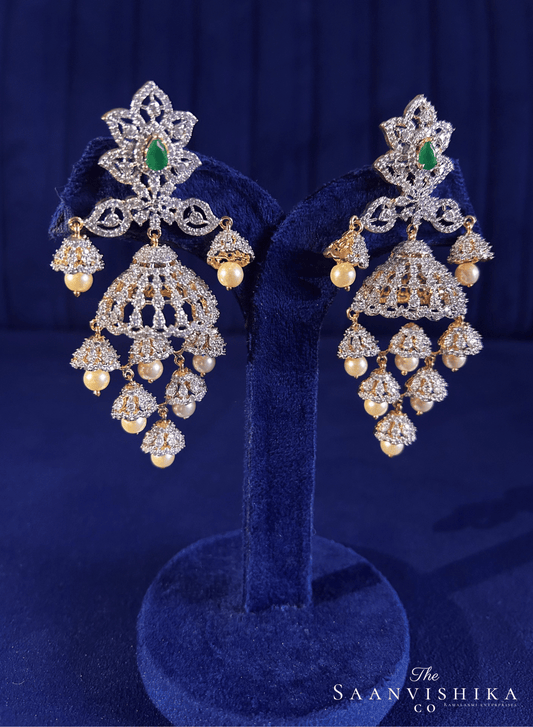 GJ Bridal Pearl Jhumka (Green)