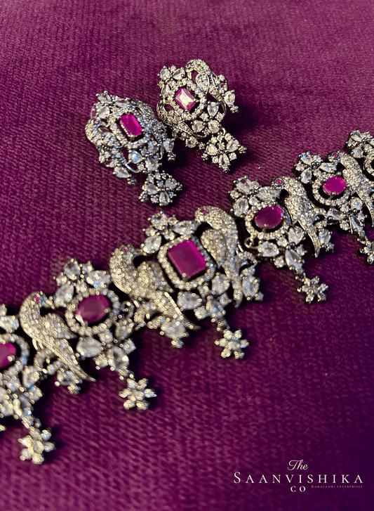 Black Victorian Parrot Choker Ruby Red