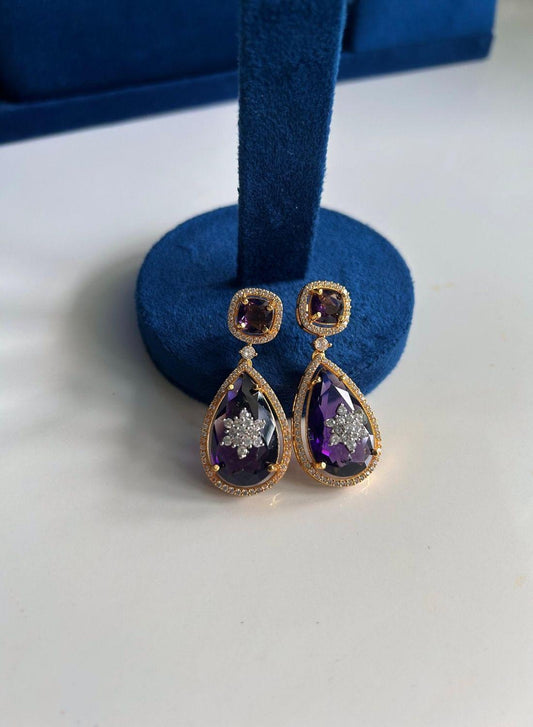 Teardrop Gemstone Doublet Earrings Violet
