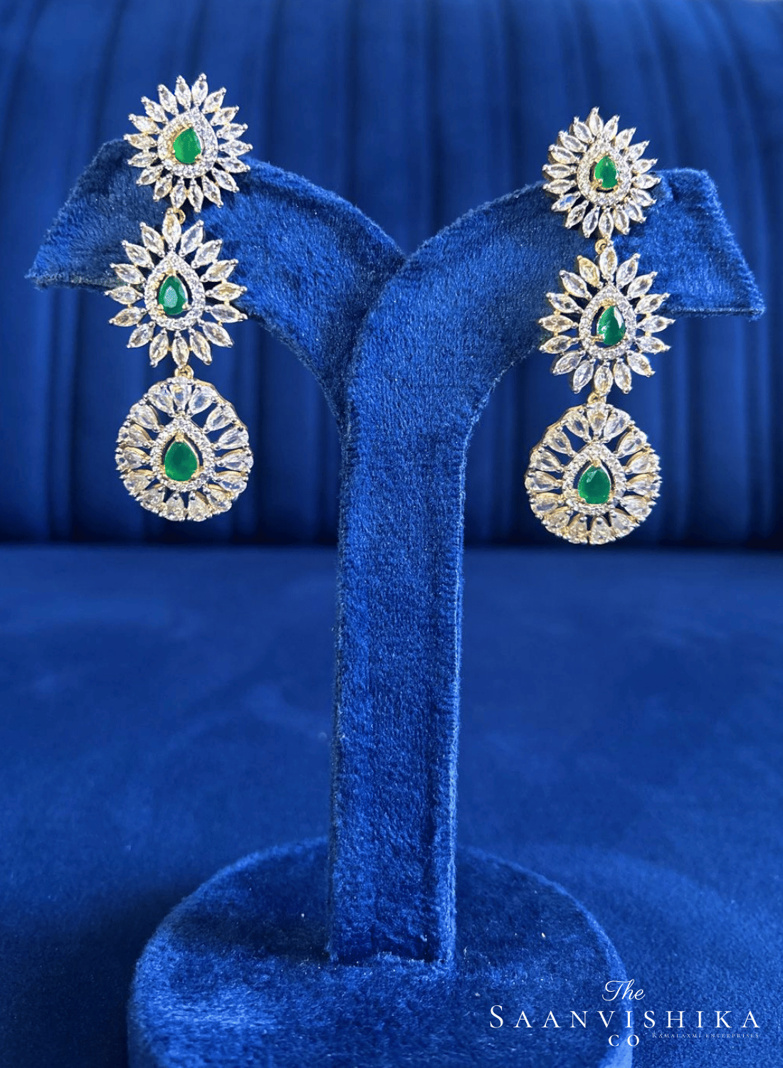 Triple Droplet Earrings (Green)