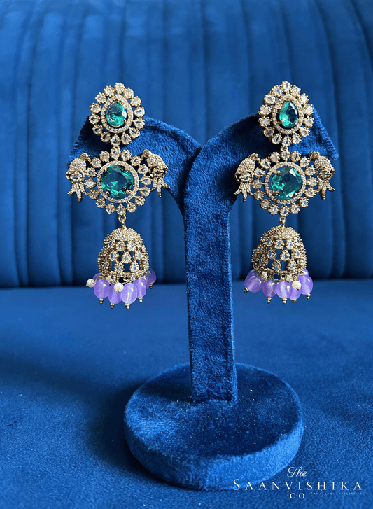 Parrot Jhumka Earrings Sea Green