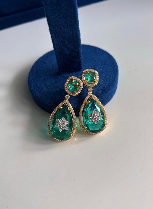 Teardrop Gemstone Doublet Earrings Green