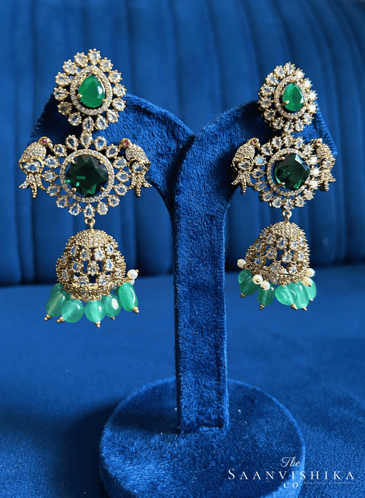 Parrot Jhumka Earrings Green