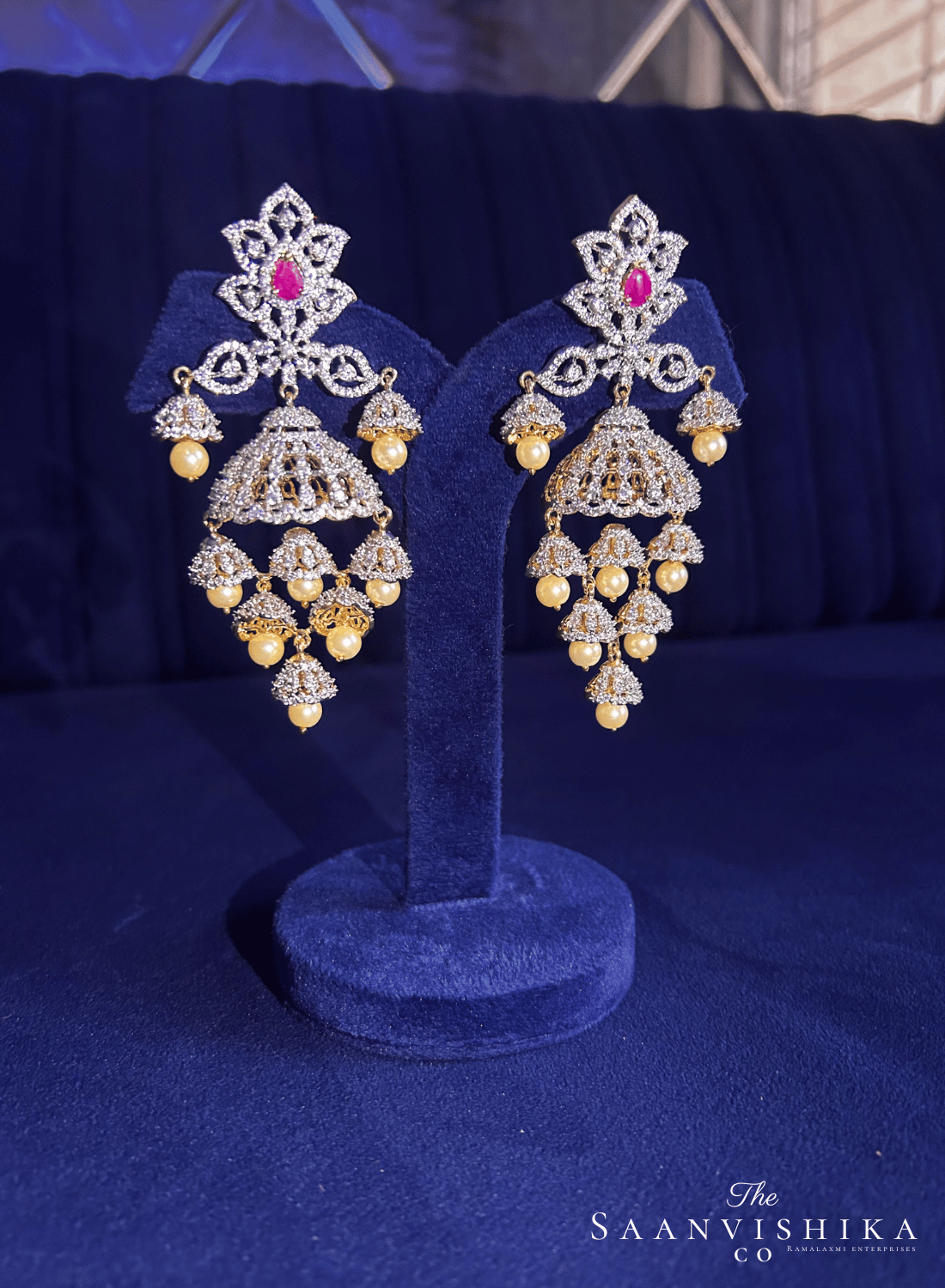 GJ Bridal Pearl Jhumka (Red)