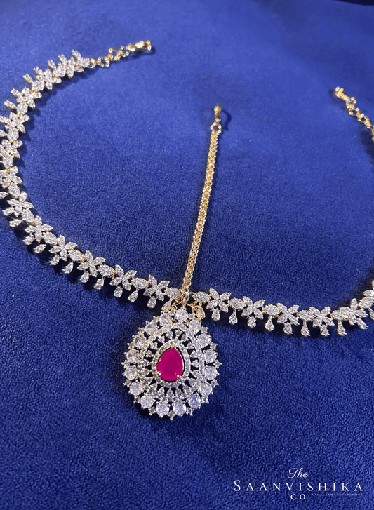 Droplet Tikka with Floral Chain (Red)