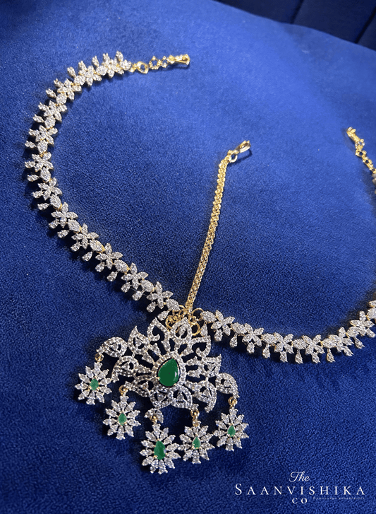Floral Tikka with Floral Chain (Green)