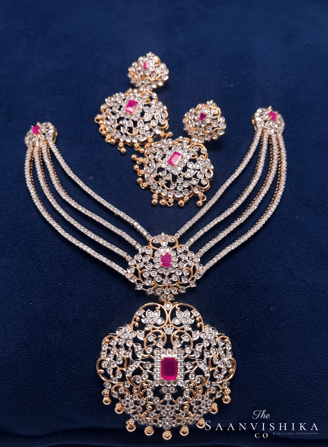 Ruby Rani Necklace with Earrings