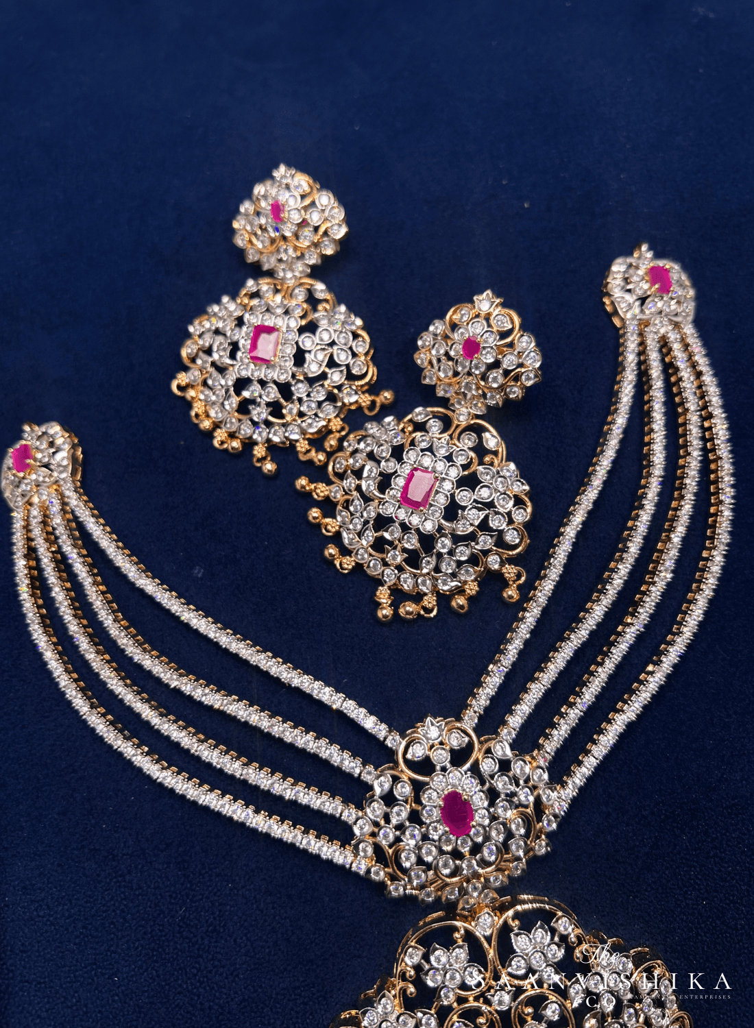 Ruby Rani Necklace with Earrings