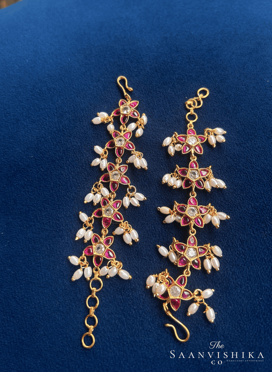 Rice Pearl Earchain (Red)