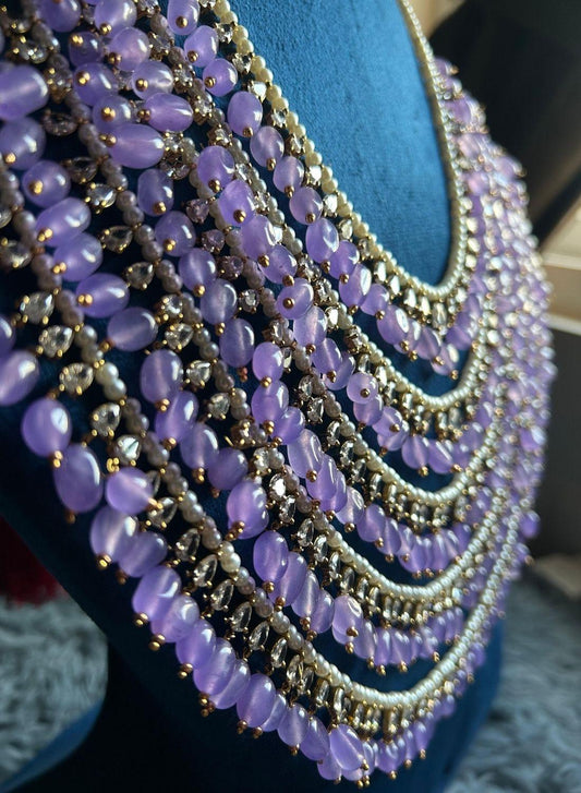 5 Line CZ Diamonds Purple Beads Mala