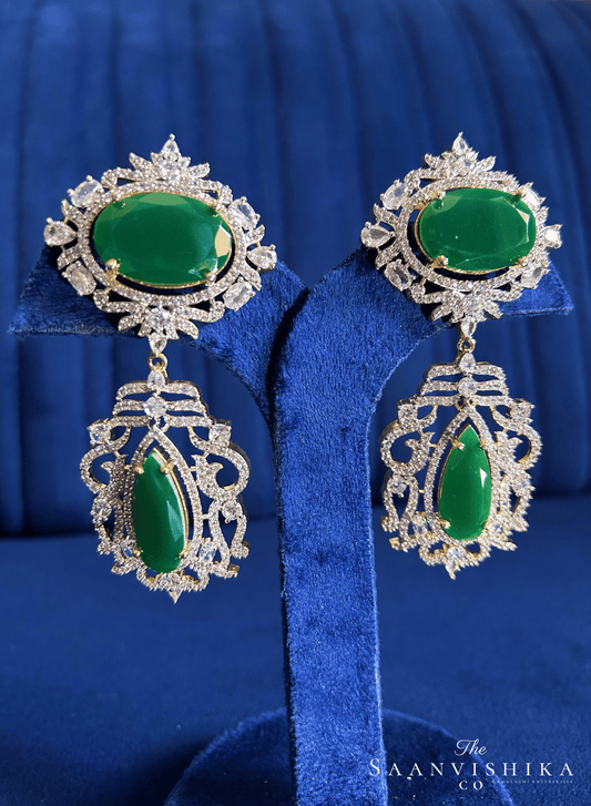 Large Uncut Gemstone Earrings (Green)