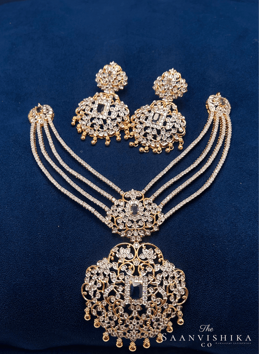 Purple rani Necklace with Earrings