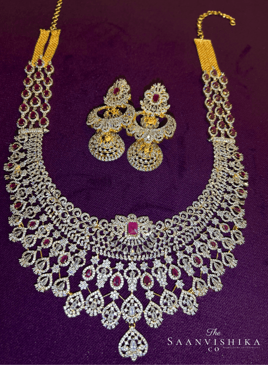 Grand Droplet Haram Ruby Red with Earrings