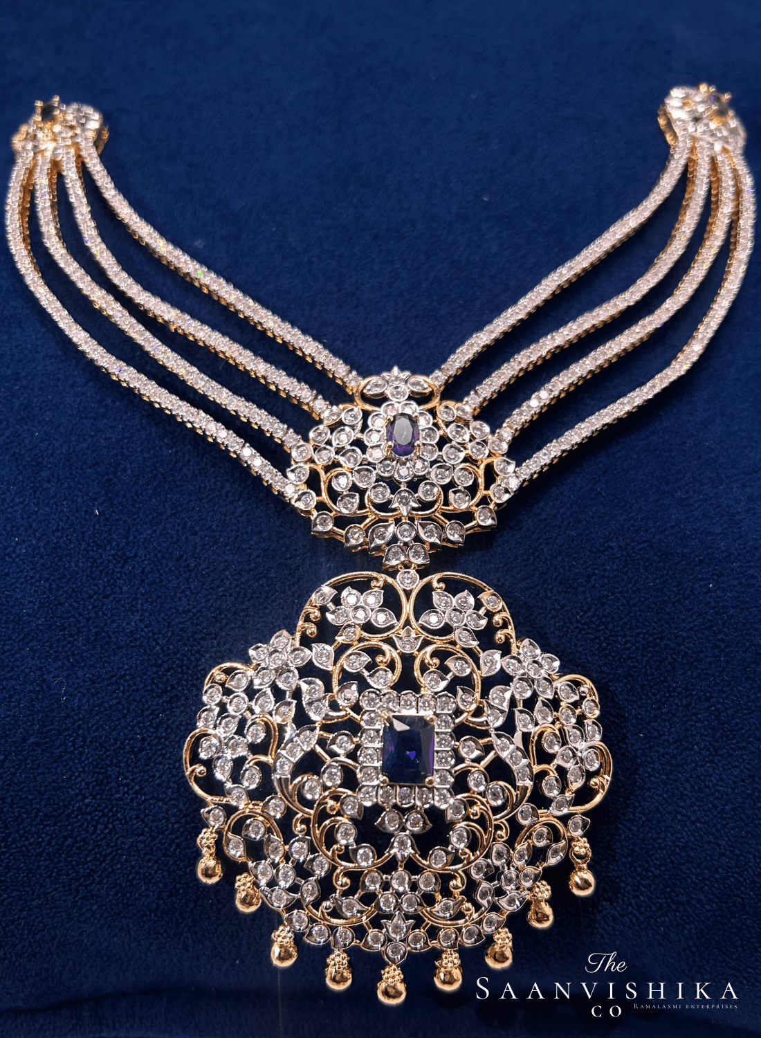 Purple rani Necklace with Earrings