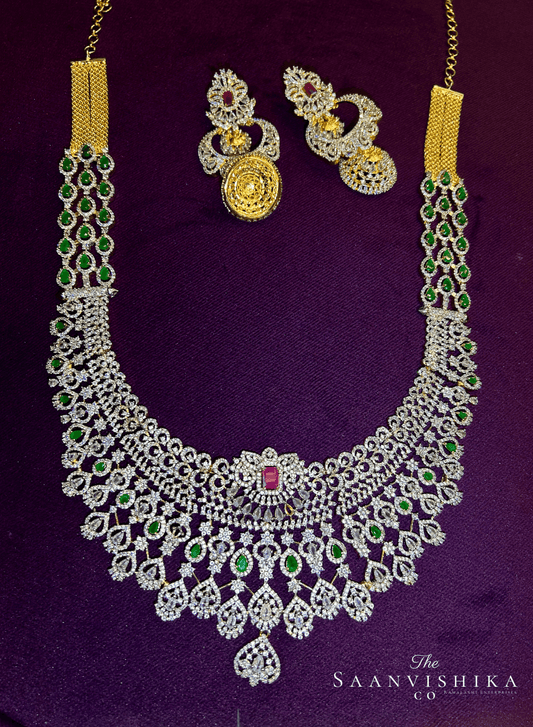 Grand Droplet Haram Multi Color with Earrings