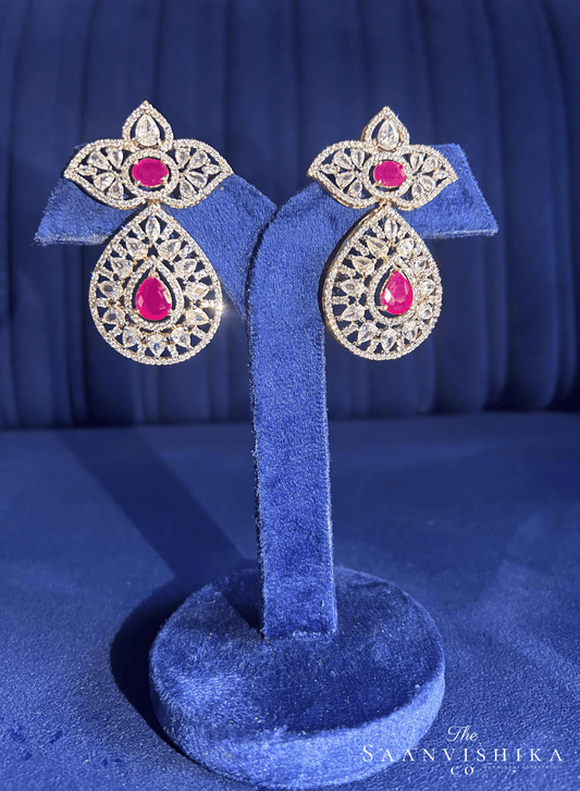 Star Droplet Earrings (Red)