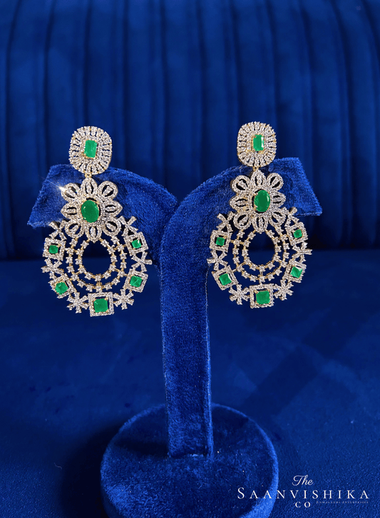 Bridal Gemstone Chandbali (Green)