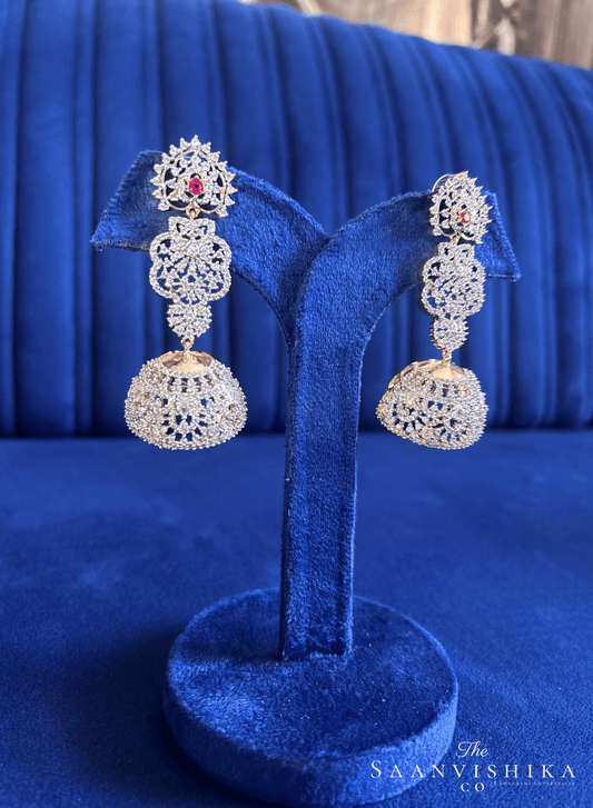 Long Jhumka Earrings Red