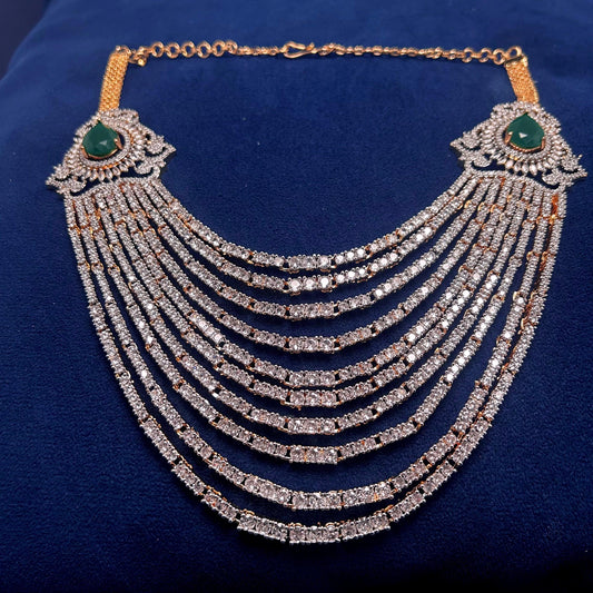 Grand 4 in 1 Interchangeable Multi Layer Diamond Necklace with Earrings