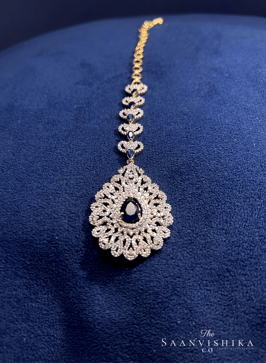 Floral Gemstone Bridal Tikka (Blue)