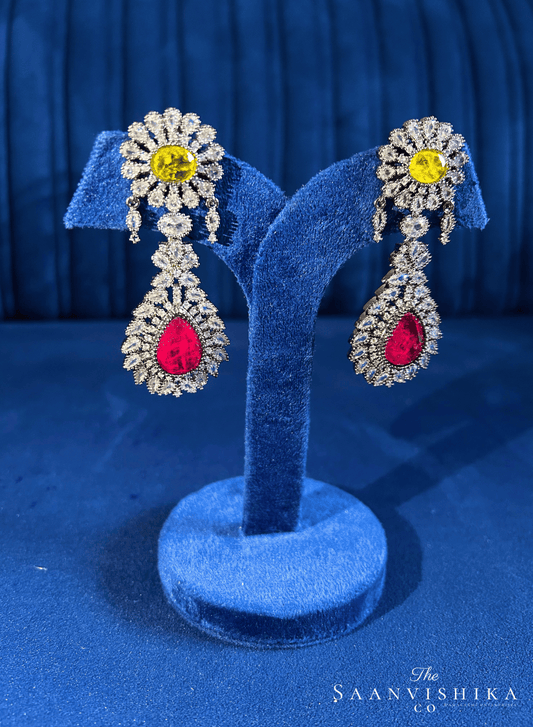 Multicolor Doublet Earrings (Lemon Yellow, Red)