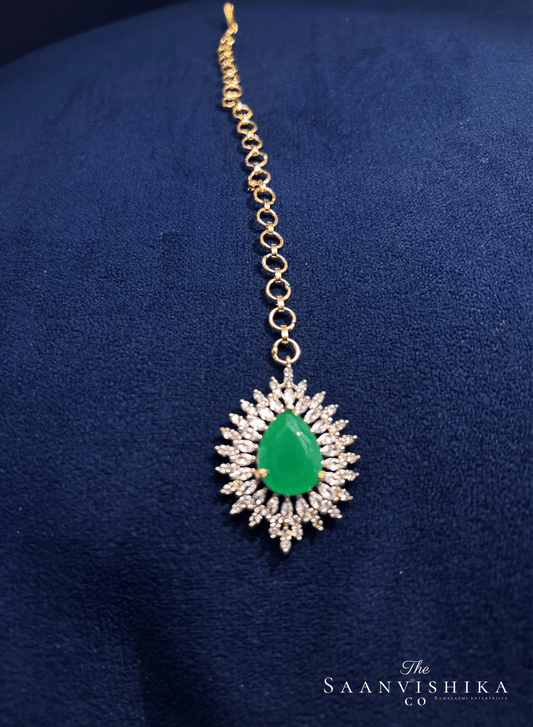 Uncut Diamond Bridal Tikka (Green)