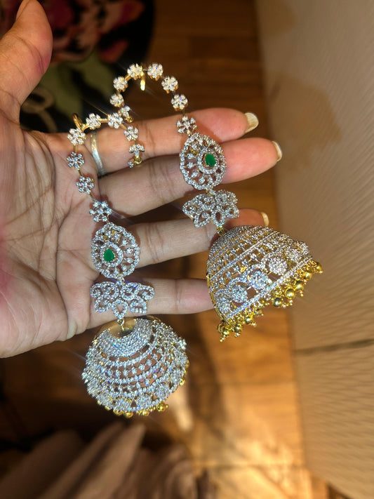 Detachable Jhumki Multi Floral Diamond Ear cuffs