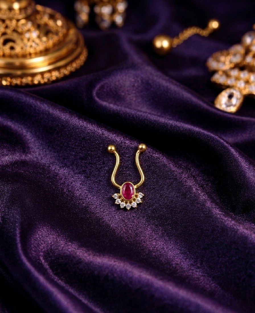 Ruby Gemstone Diamond Look Septum