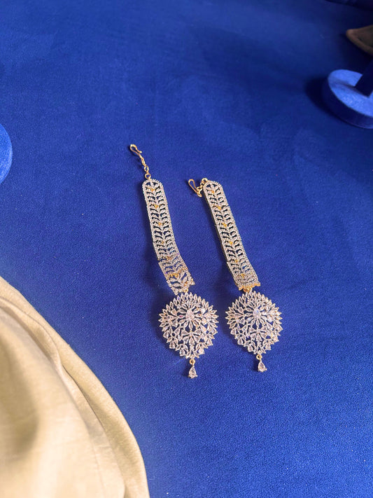 Super Grand Bridal Diamond Long Earchain with Screwback