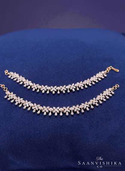 Grand Heavy Floral Designer Bridal  Ear Chain