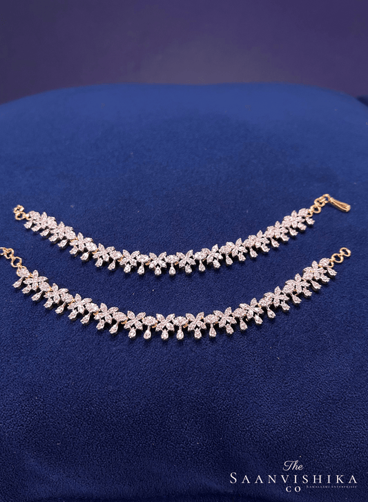 Grand Heavy Floral Designer Bridal  Ear Chain