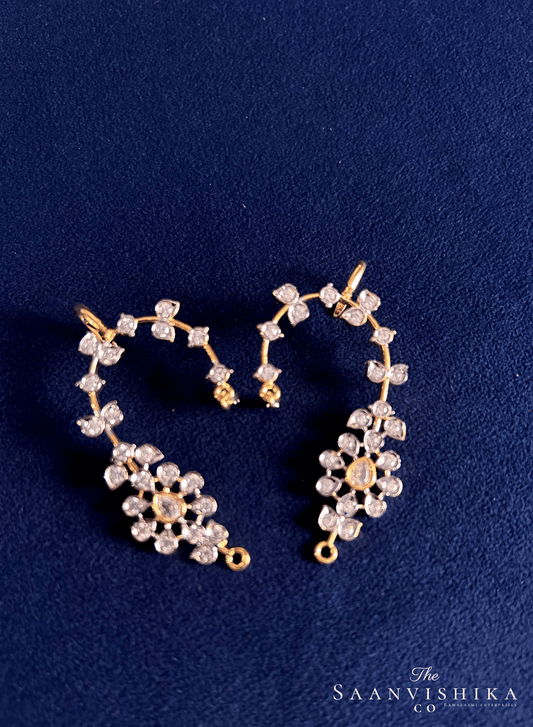 Simple Floral American Diamond Earcuffs