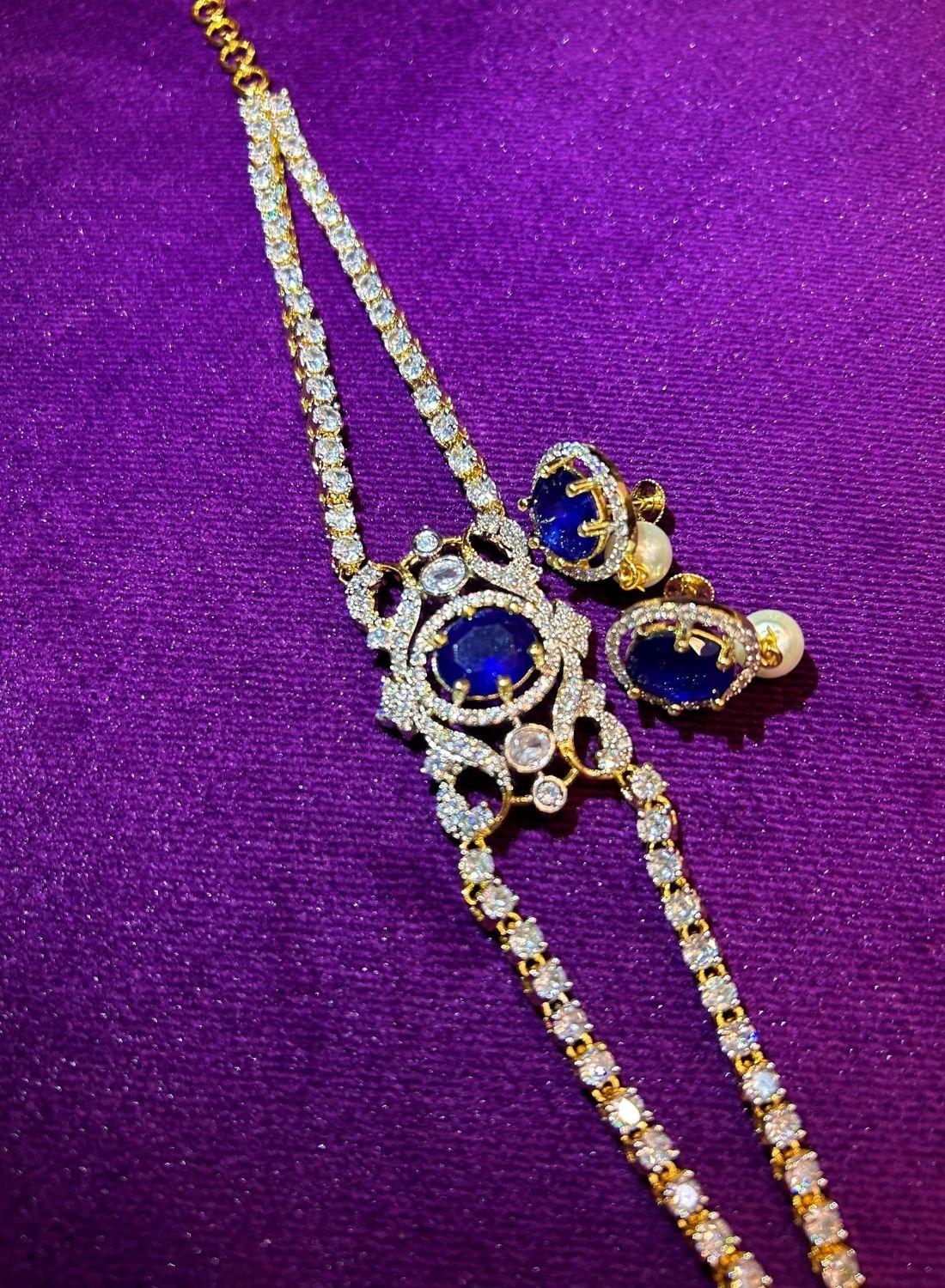 Simple 2 Chain Neck Patti Violet with Studs