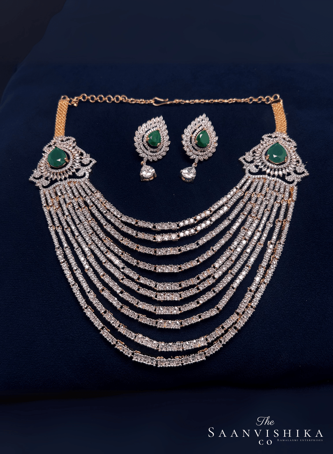 Grand 4 in 1 Interchangeable Multi Layer Diamond Necklace with Earrings